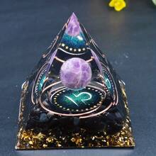 1pc Twelve Constellations Orgone Pyramid - Taurus/Scorpio/Leo/Pisces/Cancer/Virgo/Libra/Aries/Gemini/Aquarius Amethyst - Gift Tool, Home Decor - Multicolor - View 4