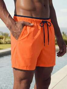Herren Schnelltrocknende Orange Mesh Badehose mit Taschen - Orange - Übersicht 3