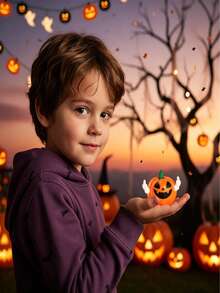 Fun Pumpkin Figurine, Mini Resin Halloween Jack-O'-Lantern Ornament, Cute Desktop Decor, Suitable For Home, Office, Party, Bookshelf, Halloween Gift - Cute Finger Pumpkins - View 7