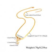 1pc New Classic Letter Hollow Heart Pendant Gold Stainless Steel Fishbone Chain Necklace For Women - Gold Micro-inlay - View 2