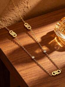 Luxury Hollow A Letter Rhinestone Jewelry 3 Pieces Set, European And American Commuter Style, Versatile And Timeless, Layered Look For Single Or Stacked Wear, Flattering And Elegant, Suitable For Self-Use Or Gift, Hot-Selling Influencer-Style Complete Accessory Set - Gold - View 3