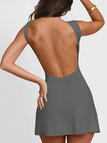 2024 European And American Style Sexy Backless Fitted Fashionable Elegant Bodycon Dress For Summer Party - Dark Gray # - View 2