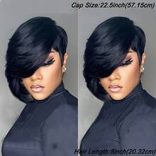 Short Pixie Cut Wig With Bangs 8 Inch Straight Virgin Layered Wigs Throw On And Go Glueless Wigs For Women Daily Party Wig - #4 - View 9