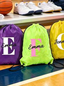 Personalized Initial & Name Drawstring Backpack, Personalized Multicolor Sports Drawstring Backpack, Back To School Drawstring Backpack, Swimming Bag, Gym Bag, After School Activity Bag, Team Sports School Travel Party Gift Bag, Christmas Gift - Multicolor - View 6