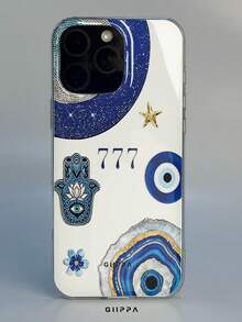 GIIPPA 1pc Evil Eye & Star Pattern Design Phone 17 Pro Max Phone Case, Compatible With Phone 16 Pro Max, 15 Pro Max, 14 Pro Max, Korean Style High-End Fashion & Fun Phone Case, Compatible With 11/12/13/14/15/16 Pro Max Plus, Elegant Design Suitable For Men & Women, Perfect Gift For Girlfriend On Christmas, Valentine's Day, Easter, Wedding Season And Birthday! - Multicolor 1 - View 5
