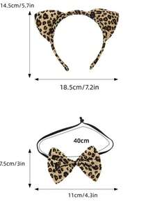3pcs/Set Leopard Print Headband & Half Face Mask Set, Sexy Women's Costume Party Decoration Props, Fun Role Play Costume Props, Halloween, Carnival, Unisex Sexy Costume - View 7