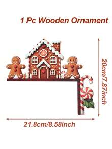 1pc Christmas Wooden Door Corner Decor, Door Frame Corner Plaque, Gingerbread Man & House Design, Multi-Purpose Decorative Sign, Merry Christmas Decor, Christmas Decoration, Christmas Decor, Home Christmas Decoration, Christmas Party Supplies, Christmas Hanging Ornament, Christmas Gift, Xmas Decor, Merry Christmas - Gingerbread Man - View 11