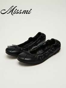 2026 Spring/Summer New Women's Bow Decor Ballet Shoes - Black - View 1