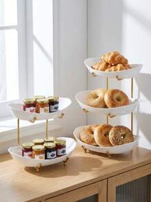 3/2 Tier Elegant Fruit Tray With Gold Stand, Premium Dessert Cupcake Display Rack, Suitable For Wedding Reception And Party Decoration, Fruit Rack Snack Organizer Tray, Suitable For Afternoon Tea Party Centerpiece - Multicolor - View 8