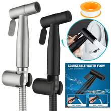 Pressurized Handheld Bidet Sprayer For Bathroom, Hotel Apartment Shower Room Accessory, Modern Minimalist Toilet Brush Spray Gun Set, Bathroom Home Bidet Basin Pressurized Spray Head (4-Piece Set Includes Spray Gun, Bracket, Hose, 1 Roll Of Tape) - Spray Gun - View 2
