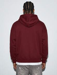 Modcrash Men Vintage Washed Zip Up Hoodie, Loose Fit Oversized Sweatshirt With Metal Zipper Reinforced Seams, Streetwear Campus Hooded Jacket Sports Fall/Autumn/Winter - Red - View 2
