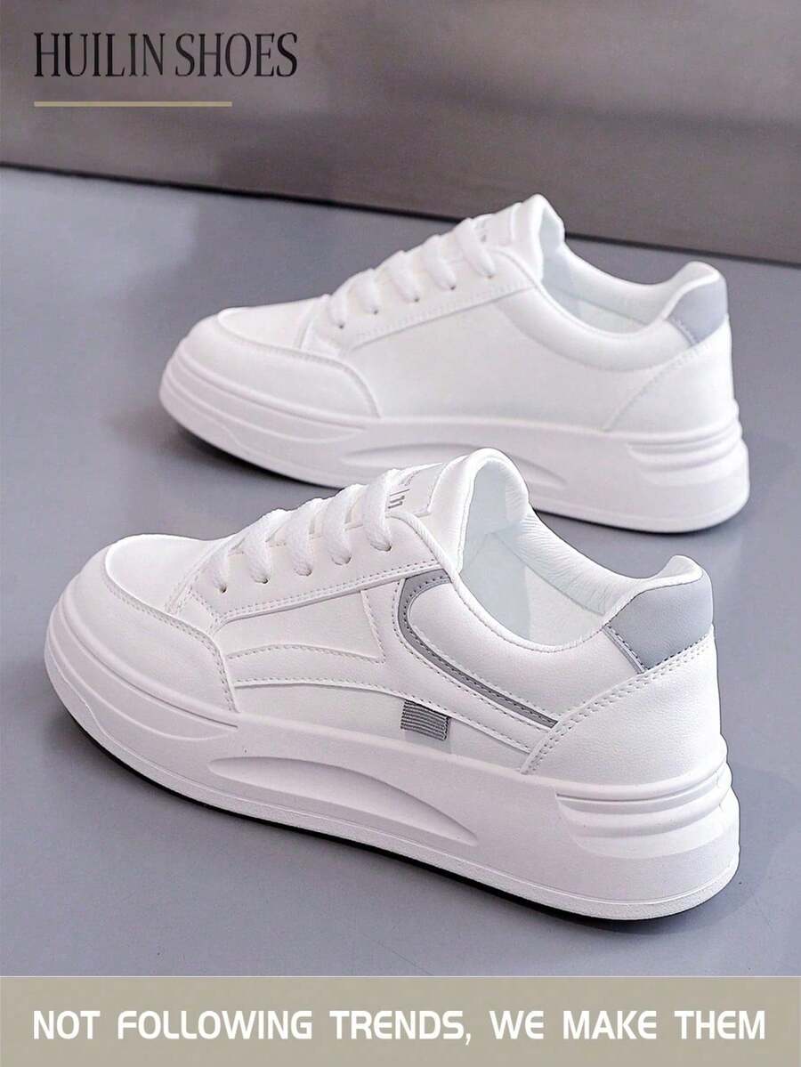 New Arrival Ladies' Casual Sports Shoes, Fashionable & Versatile White Sneakers For Women Labor, Local Shipping In The United States - 灰色 - 查看 1