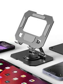 1pc New Silver/Black Tablet Stand, Desktop Live Streaming Phone Holder With 360° Rotating Base, Metal Design Wide And Stable Ensuring Secure Grip, Compatible With Multiple Tablets And Phones, Multi-Function Mounting Device, Multi-Angle Adjustable Design, Suitable For Office Desk/Workstation Office Staff And Tech Enthusiasts - View 8