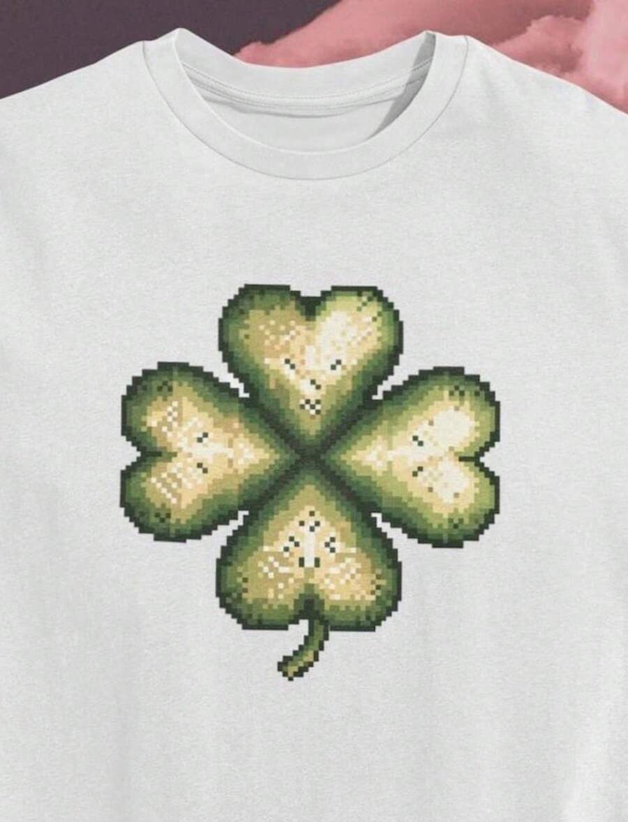 Pixel Art Palm Tree T-Shirt_ Tropical Island Cotton Tee.Jpg - 白色 4 - 查看 1