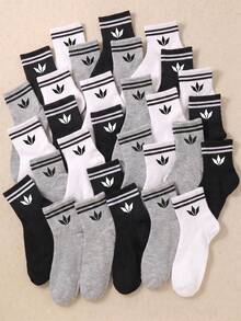 20 Pairs Unisex Kids Athletic Ankle Socks, Striped Pattern Minimalist Casual Style For Boys & Girls, Ideal For Daily School & Everyday Wear - Multicolor - View 10