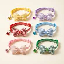 Multi-Color Pet Cat Dog Collar With Adhesive Cotton Cute Bow Plaid Pattern Suitable For Small And Medium Pets Decoration - Multicolor - View 15