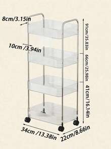 1pc Multi-Layer (2/3/4 Layers) Transparent Multi-Function Cart, Storage Rack, Strong Load-Bearing, With Universal Wheels, Lockable, Convenient And Flexible, Acrylic Material, Floor-Standing Mobile Snack Storage Cart, Suitable For Kitchen - Multicolor - View 7