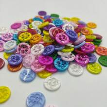 50/100pcs Mixed Color Flower Buttons Translucent Resin Round Buttons DIY Decorative Buttons Handmade Craft Supplies Clothing Sewing Knitting Accessories (Size: 1.35cm) - A - View 9