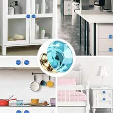 8 buah Gagang Laci Biru Langit 30mm, Gagang Kabinet Kaca Kristal Berbentuk Berlian dengan Alas Emas, Cocok untuk Dapur, Meja Rias, Pintu, Kabinet - 8 item - View 5