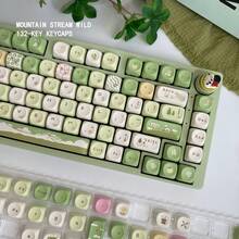 Mountain Stream Wild Theme Keycaps, PBT Five-Sided Dye-Sublimation MOA Profile, Compatible With Mechanical Keyboards - View 4