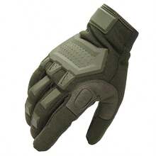 1 Pair Unisex Soft Shell Touchscreen Full Finger Tactical Gloves, Sports, Hiking, Fitness, Motorcycle Riding Gloves - Black - View 7