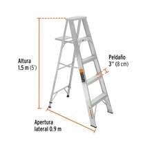 Truper ESTA-24, Escalera de tijera, aluminio, tipo ll, 4 escalones - Escalera - Ver 3