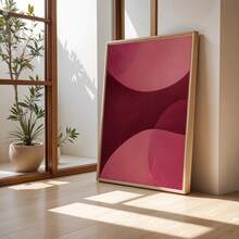 1 pieza Póster de arte de pared abstracto rosa & borgoña, pintura en lienzo de forma orgánica sin marco, minimalista moderno, imagen de decoración para sala de estar, póster de decoración del hogar - A - Ver 6