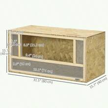 PawHut Terrarium Made Of OSB Wood For Reptiles And Amphibians With Sliding Glass Door - 80 X 40 X 40 Cm Natural Wood-XY19135 - D40-027V00ND - View 8