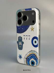 GIIPPA 1pc Evil Eye & Star Pattern Design Phone 17 Pro Max Phone Case, Compatible With Phone 16 Pro Max, 15 Pro Max, 14 Pro Max, Korean Style High-End Fashion & Fun Phone Case, Compatible With 11/12/13/14/15/16 Pro Max Plus, Elegant Design Suitable For Men & Women, Perfect Gift For Girlfriend On Christmas, Valentine's Day, Easter, Wedding Season And Birthday! - Multicolor 1 - View 3