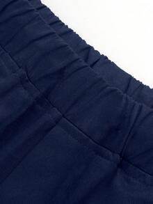 1pc Tween Girls Casual Butterfly Print Loose Cargo Pants With Pockets, Comfortable & Versatile - Navy Blue - View 9