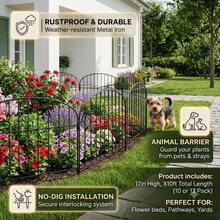 Decorative Garden Fence 17in X10ft 10/12 Pack Rustproof Metal No Dig Fence Animal Barrier Arched Flower Bed Edging Ornamental Wire Border Panel For Yard Patio Outdoor - Black - View 3