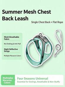 1pc Reflective Mesh Rabbit Leash, Rabbit Harness, Rabbit Accessories, Breathable Pet Vest, Adjustable Leash, Rabbit Pet Supplies, Suitable For Small And Medium Pets, Rabbit Supplies, Hamster Accessories, Hamster Leash, Hamster Supplies - Multicolor - View 6