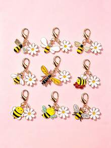 New Alloy Oil-Drip Bee Pendant Cute Animal Charm Bag Keychain Hanging Decoration Accessory - Yellow - View 2