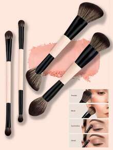 3/5/7pcs Makeup Brush Set, Soft And Fitting Highlighter Brush, Contour, Foundation, Blush, Eyebrow Pencil, Concealer, Eyeshadow, Korean Style Makeup, Suitable For Women And Girls Of All Skin Tones, Convenient To Carry, First Choice Makeup Brush For Home And Travel - Pink - View 3
