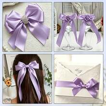 2 Rolls Light Purple Satin Ribbon, (1.57 Inch + 1 Inch Wide), 900 Inch Long, Satin Ribbon For Cake, Candy Box Packaging Decoration, Wedding Handmade Rose Hair Clip Ribbon, Valentine's Day, Mother's Day, Christmas Decoration Bow Ribbon Gift Decoration Ribbon - 2pcs light purple - View 9