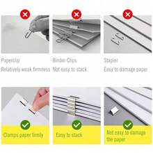 2pcs Premium Paper Fastener Clips, Holds Up To 40 Sheets. Paper-Friendly Binder & Folder Fasteners, Back To School Office Supplies - Random - View 6