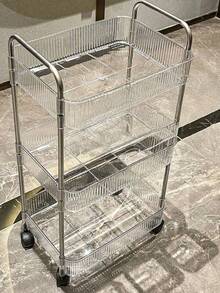 1pc Multi-Layer (2/3/4 Layers) Transparent Multi-Function Cart, Storage Rack, Strong Load-Bearing, With Universal Wheels, Lockable, Convenient And Flexible, Acrylic Material, Floor-Standing Mobile Snack Storage Cart, Suitable For Kitchen - Multicolor - View 5