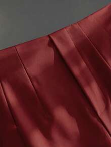 Celana Panjang Wanita Polos Model Lurus dengan Potongan Lebar, Gaya Minimalis Kasual dengan Nuansa Premium, Celana Panjang Serbaguna untuk Berbagai Acara - Burgundy - View 7