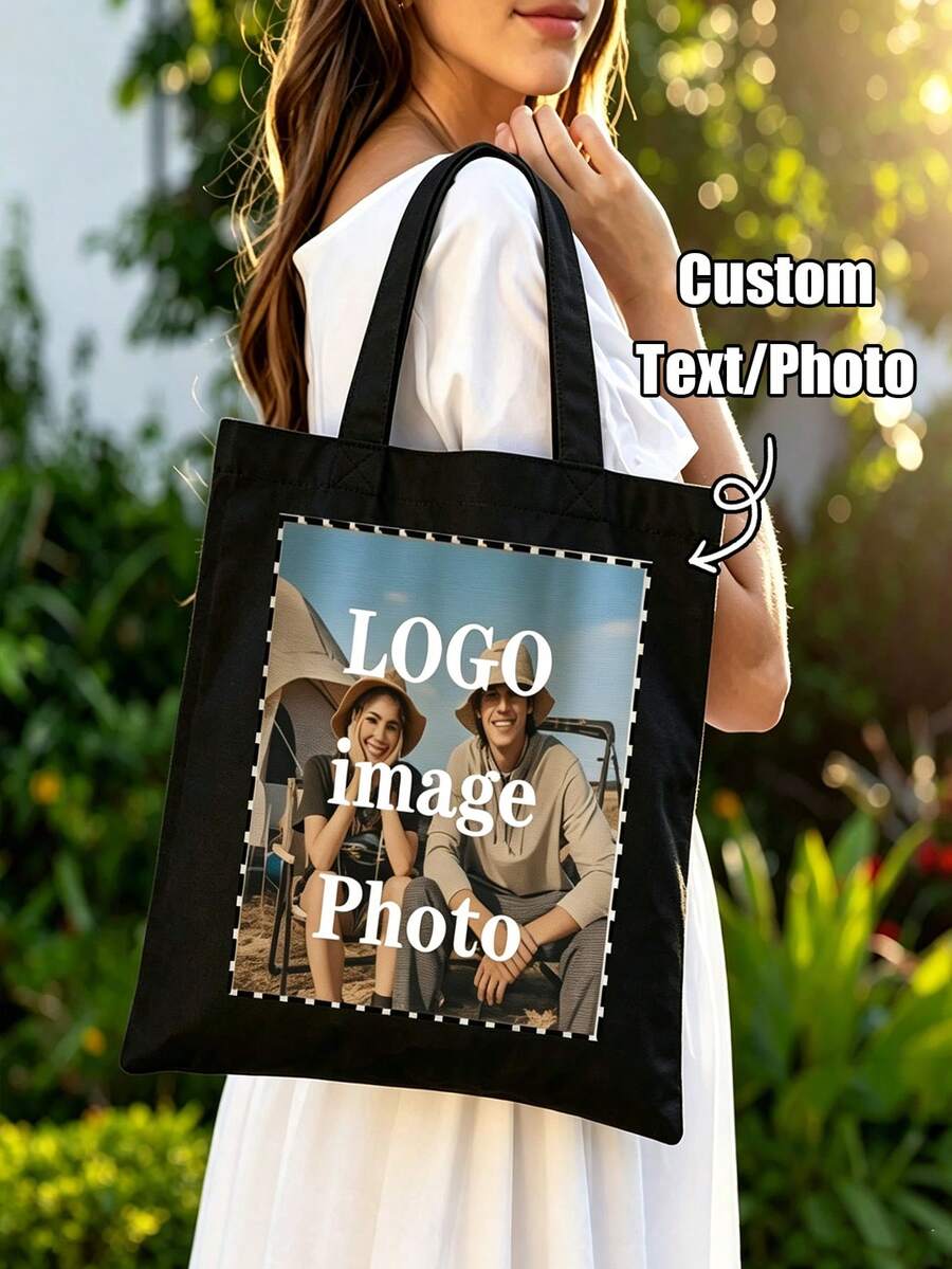Personalized Custom Tote Bag And Clutch, Provide Your Image, Reusable Shopping Bag, Large Capacity Foldable Bag, Suitable For Daily Shopping - Multicolor - View 1