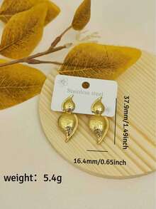 Boucles d'oreilles vintage dorées pour femmes, boucles d'oreilles pendantes longues en forme de goutte d'eau en acier inoxydable, bijoux de plage imperméables pour vacances d'été, bijoux de vacances pour femmes - Doré - Voir 10