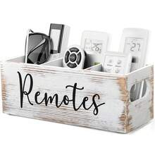 TV 3-Slot Remote Control Holder Storage Box, Desktop Organizer, Vintage White Design Desktop Control Box, Living Room Remote Control Storage Box, Home Theater Accessory, Remote Control Desktop Storage Box - Multicolor - View 5
