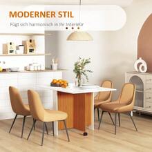 Folding Table, Mobile Dining Table With Drop-Leaf Top And Wheels, Versatile Side Table For Kitchen And Dining Room, White. - 白色 - 查看 5
