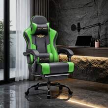 EXRACING Gaming Chair - Ergonomic Gaming Chair With Footrest, Headrest And Lumbar Support, Height Adjustable, Padded, 180 Kg - 綠色 - 查看 3