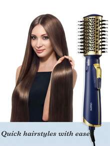 CRASTS Set Sikat Pengering Rambut 5-in-1: Sisir Pelurus Rambut, Sisir Pengeriting, Alat Penata Rambut Serbaguna untuk Pelurus & Pengeriting, Tidak Merusak Rambut, Dilengkapi Jepit Rambut dan Nosel Konsentrator. - Royal Blue - View 7
