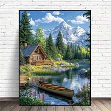1pc 5D Diamond Painting Kit, Landscape Pattern, Diamond Mosaic Gift. Exquisite And Stress-Relieving Adult And Beginner Handmade Diamond Sticker Art. Includes Round Full Drill Number Art Kit DIY. Ideal Choice As New Year Gift, Perfect For Home Decor And Room Wall Decoration. Frame Not Included - No Frame - View 3