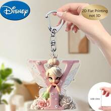 Llavero de bordado de letra de hada de flores Disney 2D plano, 26 patrones de dibujos animados florales 'A-Z', colgante de acrílico con cadena, adecuado para bolsos, llaves y llaves de coche, regalo de accesorios de viaje, diseño de llavero floral lindo, superficie lisa, llavero, llavero decorativo, llavero de dibujos animados, regalo de Navidad, regalo para fans, regalo de vacaciones, decoración del hogar - Multicolor - Ver 26