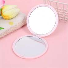 Ins Simple Solid Color Pocket Makeup Mirror Foldable Double Sided Round Compact Mirror Portable Hand Cosmetic Mirror For Girls - Multicolor - View 2