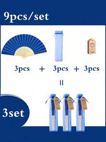 3/15/30 Stücke Faltfächer Set, eleganter königlicher blauer Faltfächer, inklusive Dankeskarte und Geschenktüte, Braut Bambus Handfächer, Hochzeitsgeschenkset, Faltfächer, Dankeskarte Etiketten und Organza Beutel, geeignet für Junggesellinnenabschied, Souvenirs - mehrfarbig - Übersicht 10