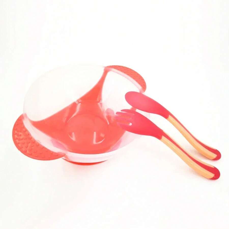 Baby Suction Plate Set, Training Plate And Spoon, Utensils For Baby To Learn To Eat, Children's Tableware Set, Spill-Proof Baby Food Container - Red Set - View 1
