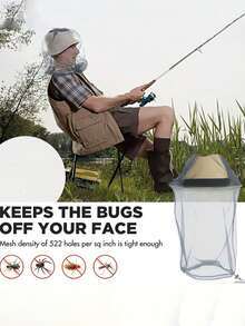 2pcs Extra Large Mosquito Head Net, Heavy Duty Fine Mesh Insect Net, Effectively Protects Against West Nile Virus And Zika Virus, Blocks Mosquitoes, Flies And Tiny Insects, Suitable For Outdoor Camping, Hiking And Wilderness Activities - Multicolor - View 4